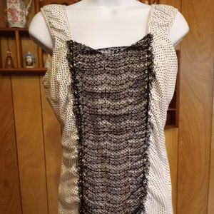 Vanity Lace Front Sleeveless Black Polka Dot Size Large Tank Top-Item #125